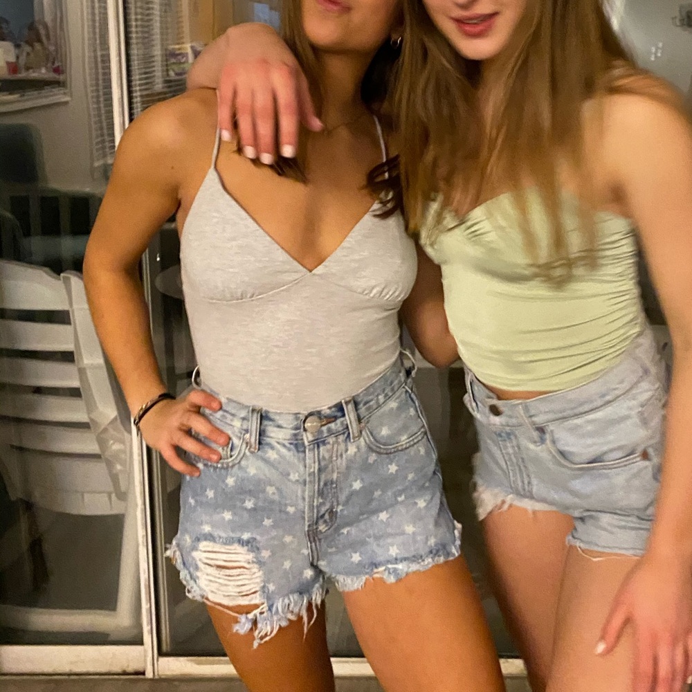 Superdown starred high wasted jean shorts